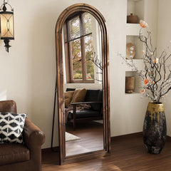 Arched Full Length Floor Mirror 63x21Inches Walnut-4