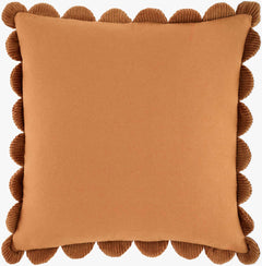Caramel Brown Scalloped Corduroy Throw Pillow