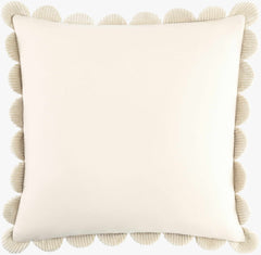 Ivory Scalloped Corduroy Throw Pillow
