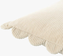 Ivory Scalloped Corduroy Throw Pillow
