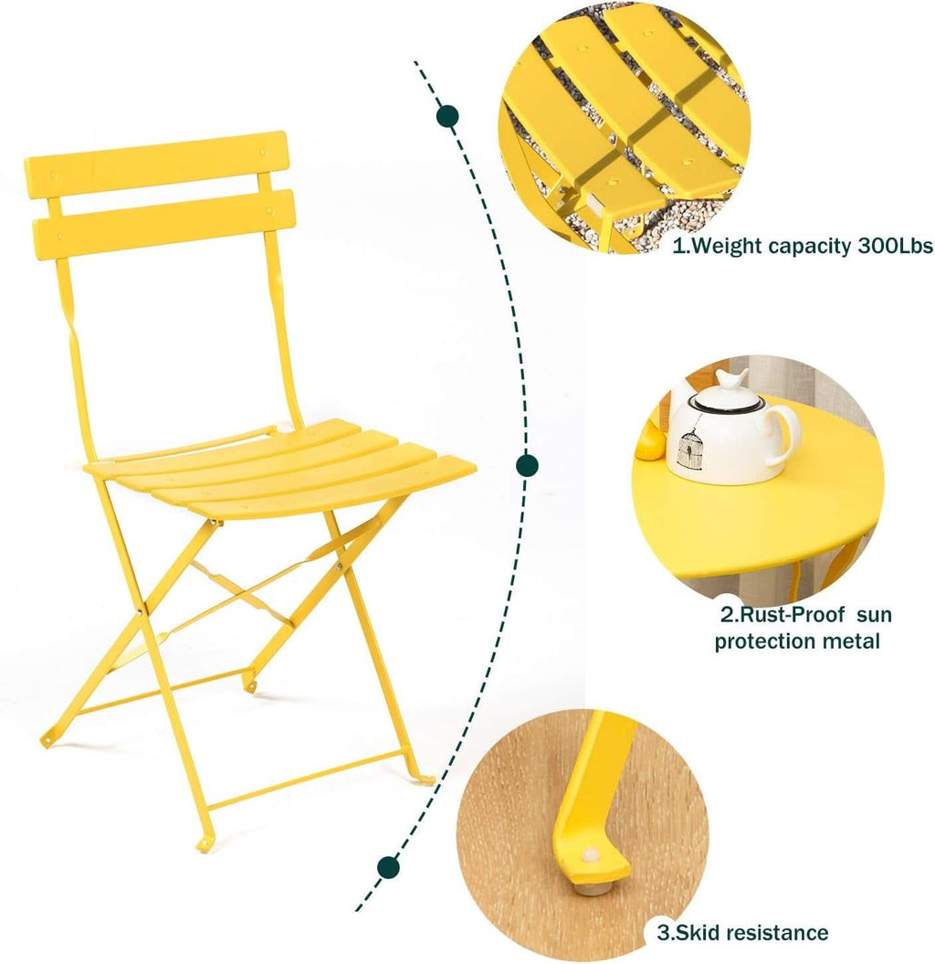 Weather-Resistant 3-Piece Folding Bistro Set for Outdoors-3