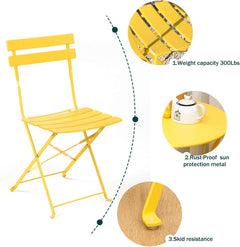 Weather-Resistant 3-Piece Folding Bistro Set for Outdoors-3
