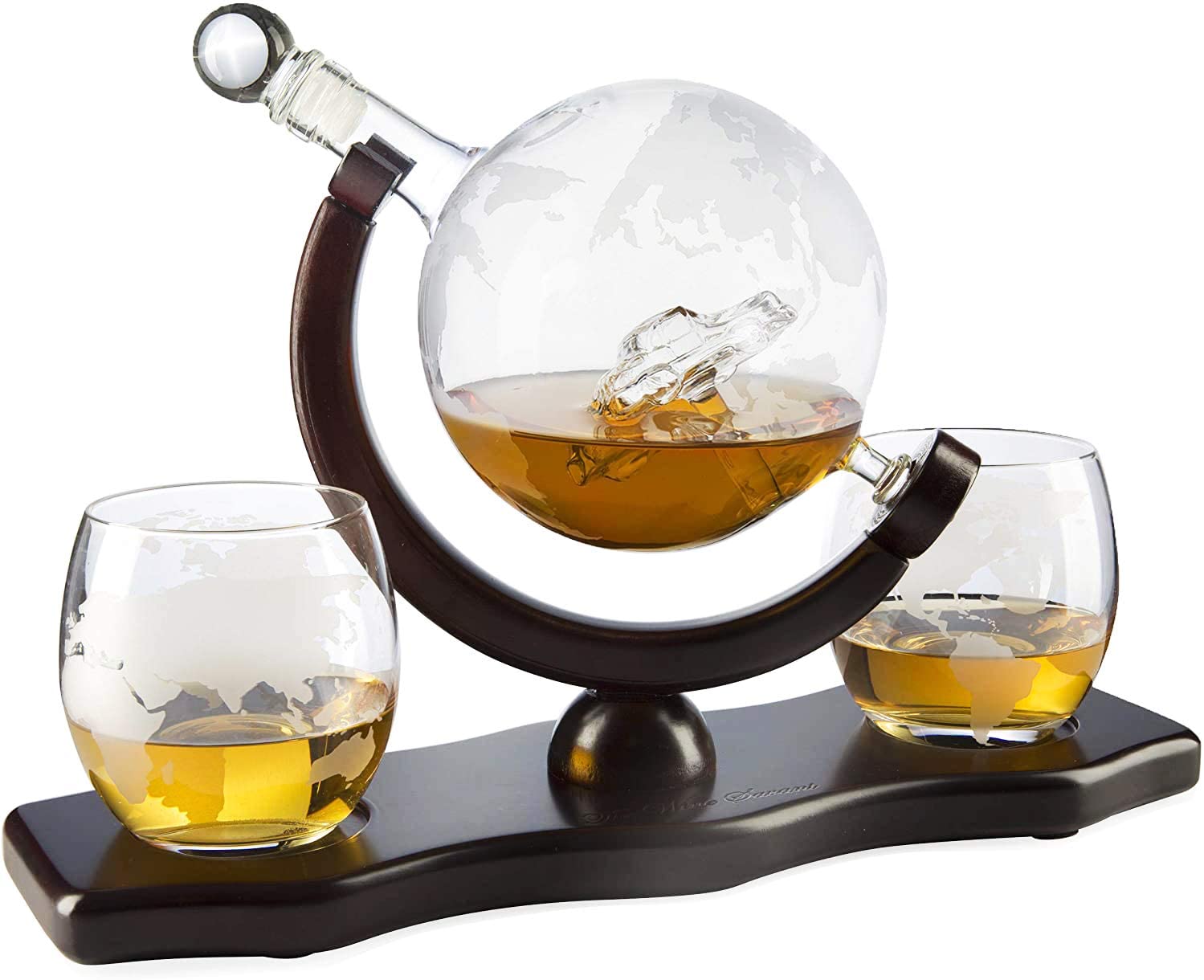 Globe Car Whiskey Decanter - 2 Globe Glasses-2