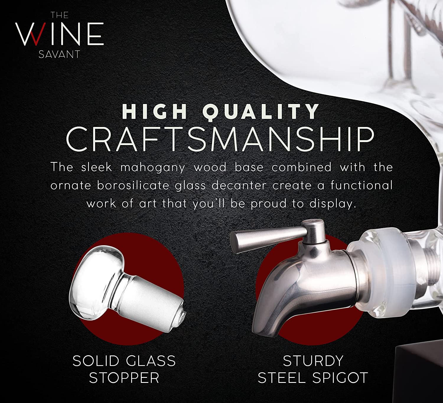 Swordfish & Sailfish Wine & Whiskey Decanter Dispenser and 4 Liquor Glasses-4