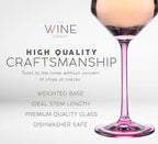 Colored Crystal Wine Glass Set of 6, Large Stemmed 12 oz-4