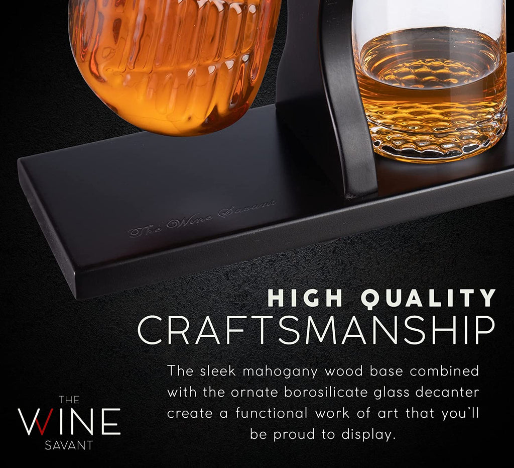 Golf Whiskey Decanter and 4 Liquor Glasses