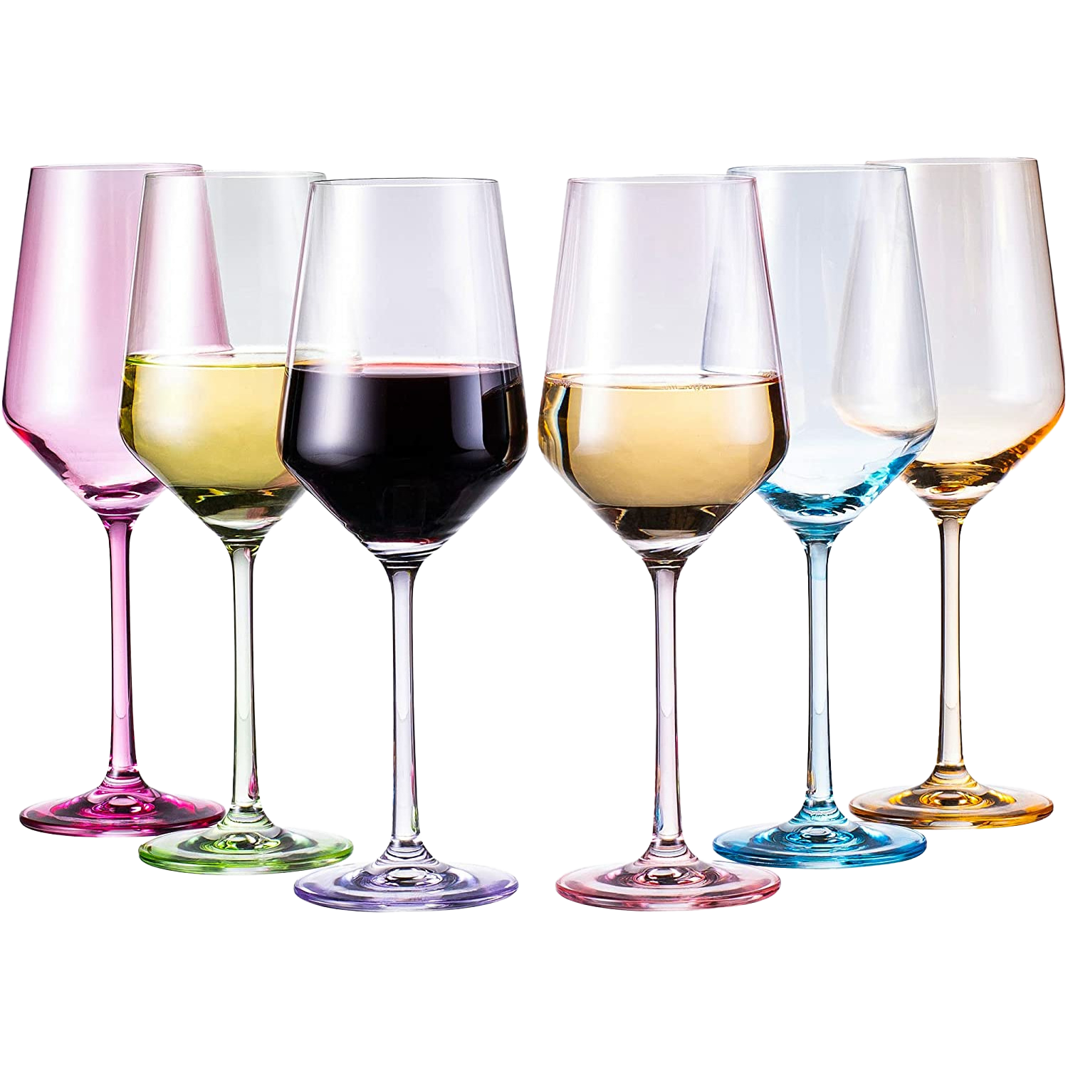 Colored Wine Glasses - Set of 6 Colorful Wine Glasses - 12 oz-0