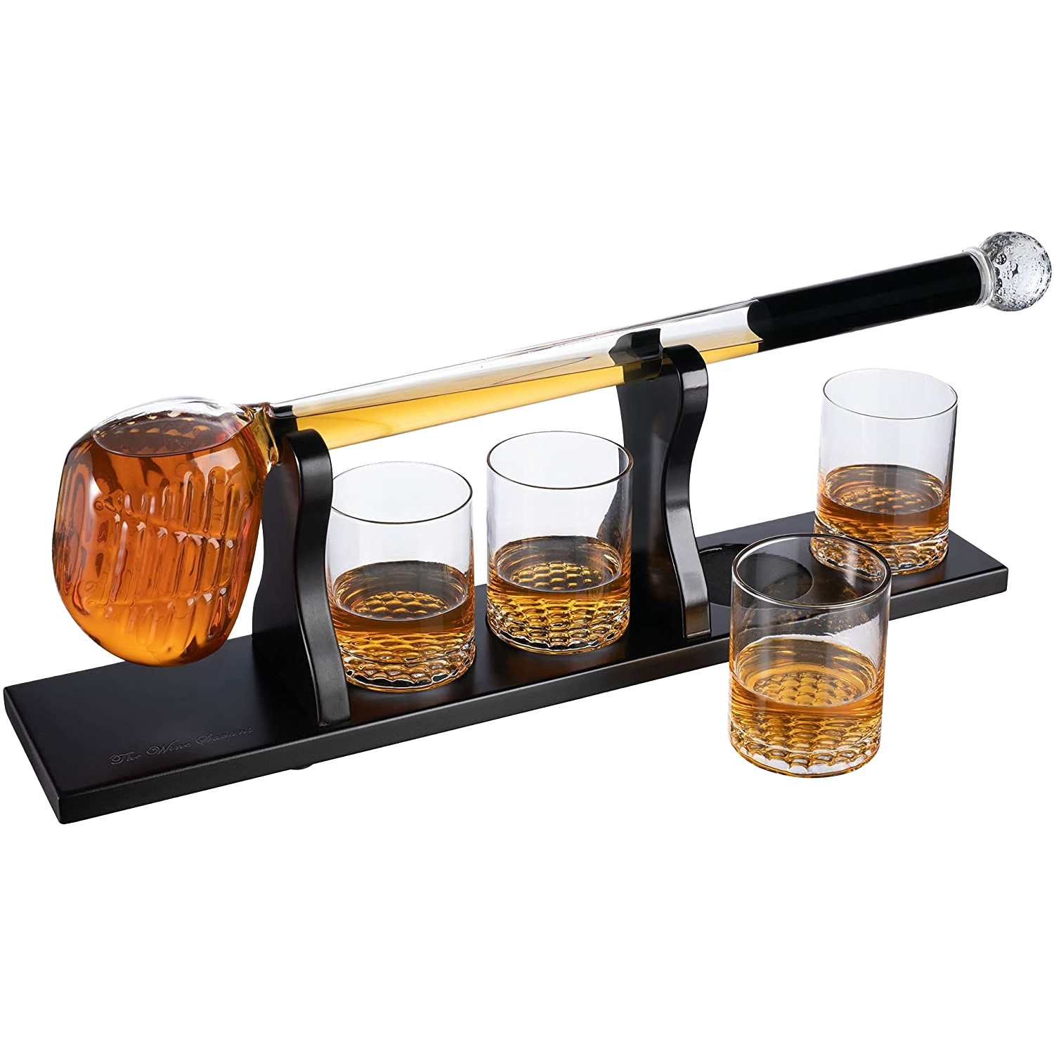 Golf Whiskey Decanter and 4 Liquor Glasses