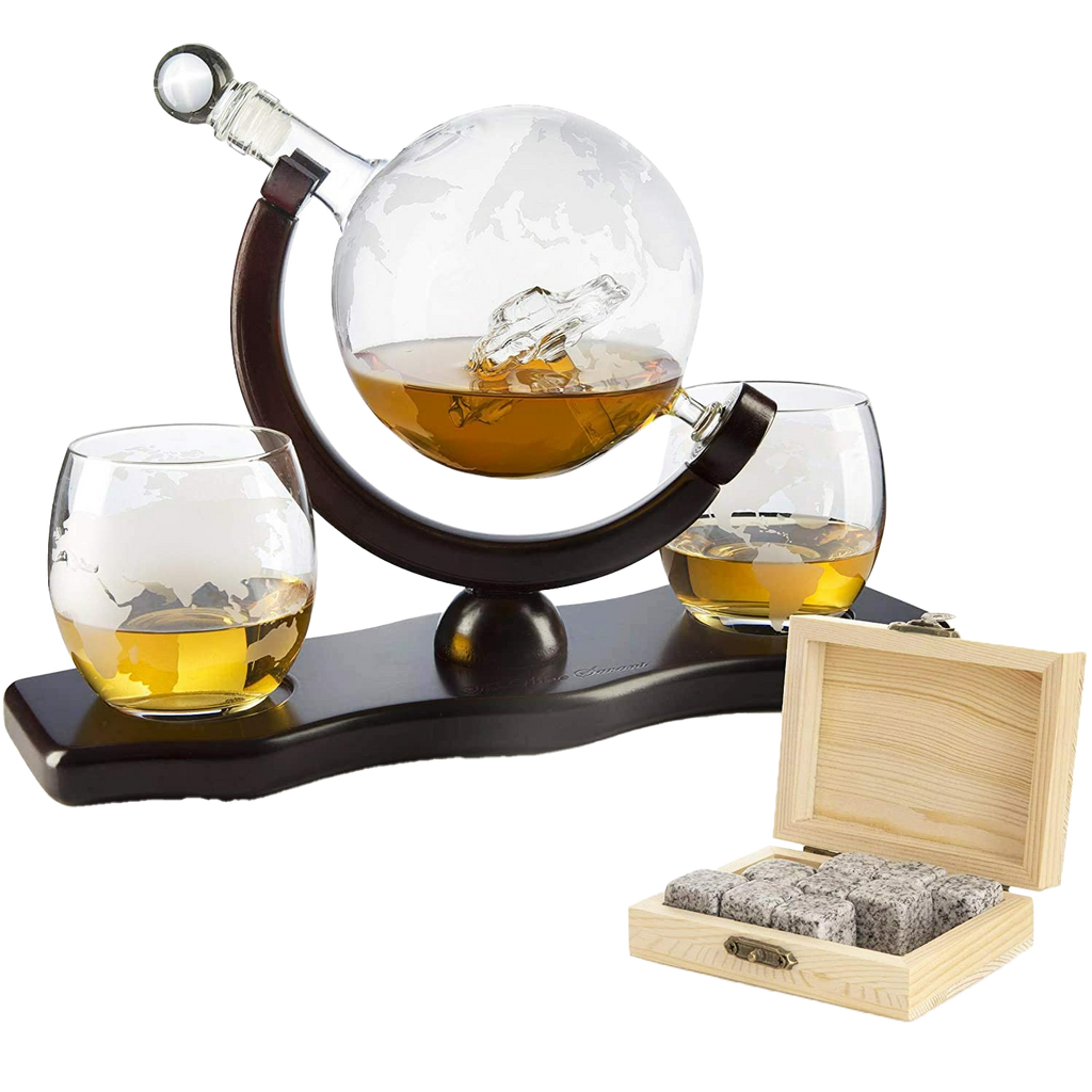 Globe Car Whiskey Decanter - 2 Globe Glasses-0