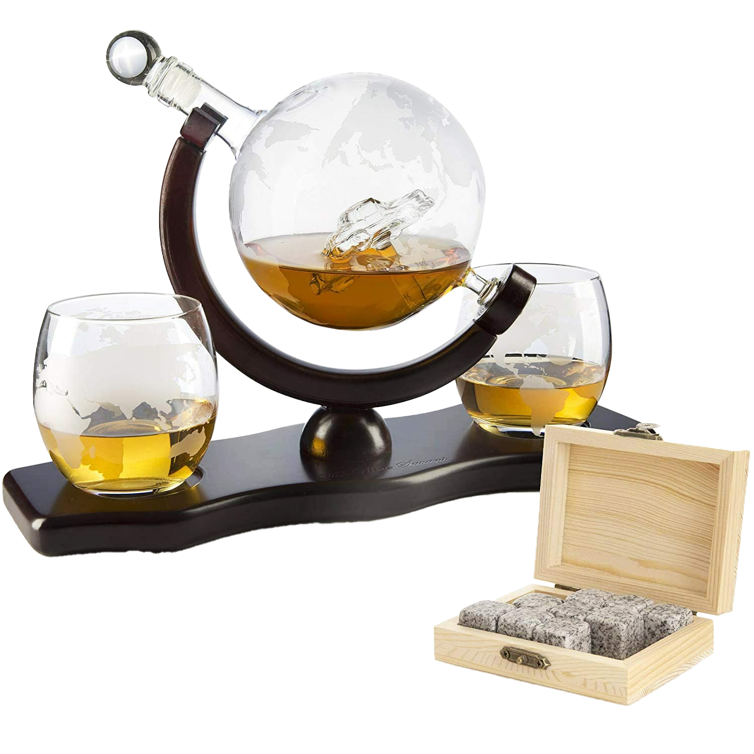 Globe Car Whiskey Decanter - 2 Globe Glasses-0