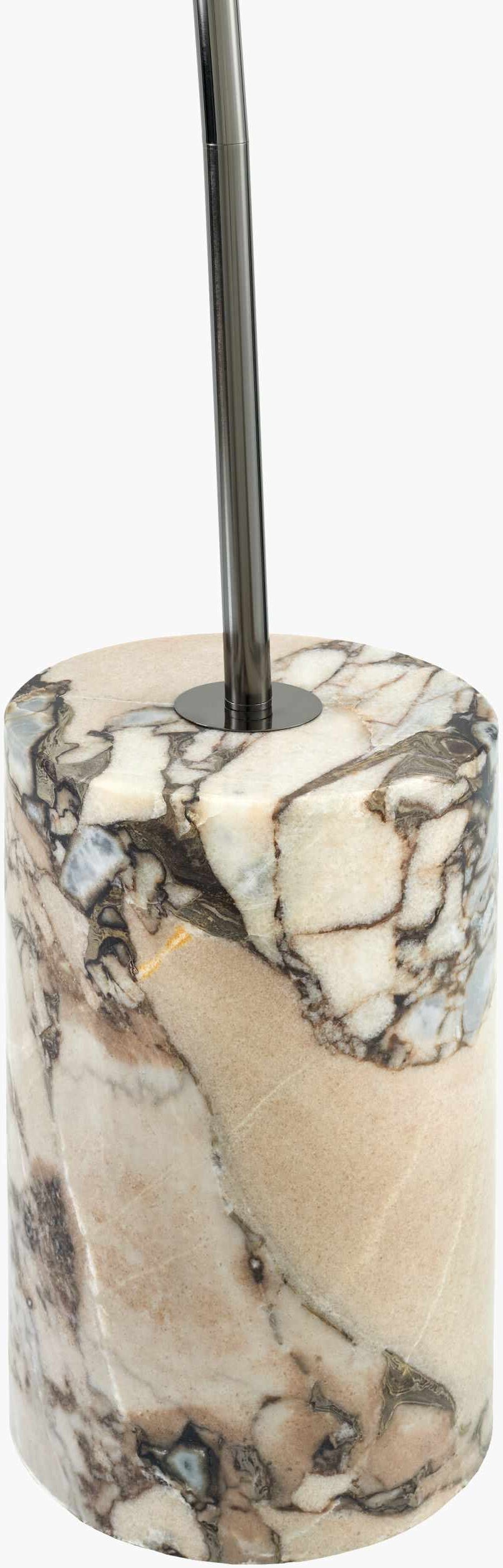 Marble-patterned holder with a black pen on a white background