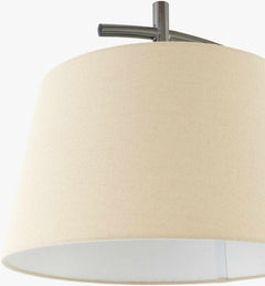 Silver and Marble Arc Floor Lamp with Off-Cream Shade