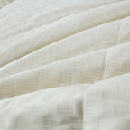 DaDa Bedding Dreamy Soft Velvet Ivory White Plush Velour Tufted Quilted Comforter Set (JHW861)