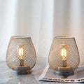 Set of 2-6.7"H Metal Cage LED Lantern（Silver）-0
