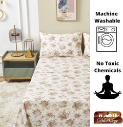 DaDa Bedding Hint of Mint Floral Cotton Flat Sheet Set