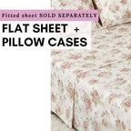 DaDa Bedding Hint of Mint Floral Cotton Flat Sheet Set