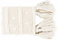 Beige Throw Blanket with big tassels - 50"x60"-1