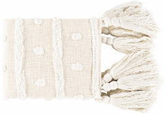 Beige Throw Blanket with big tassels - 50"x60"-1