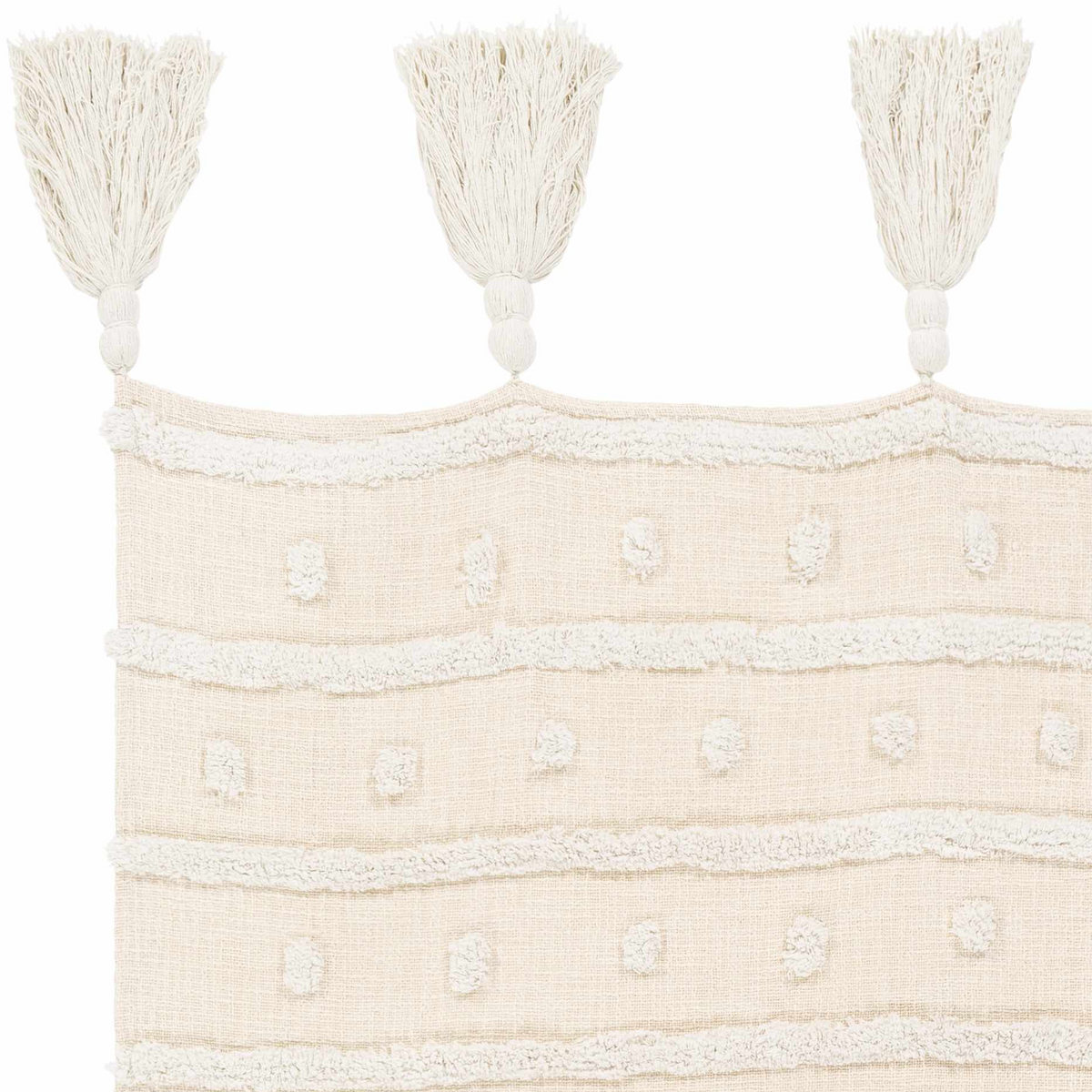 Beige Throw Blanket with big tassels - 50"x60"-3