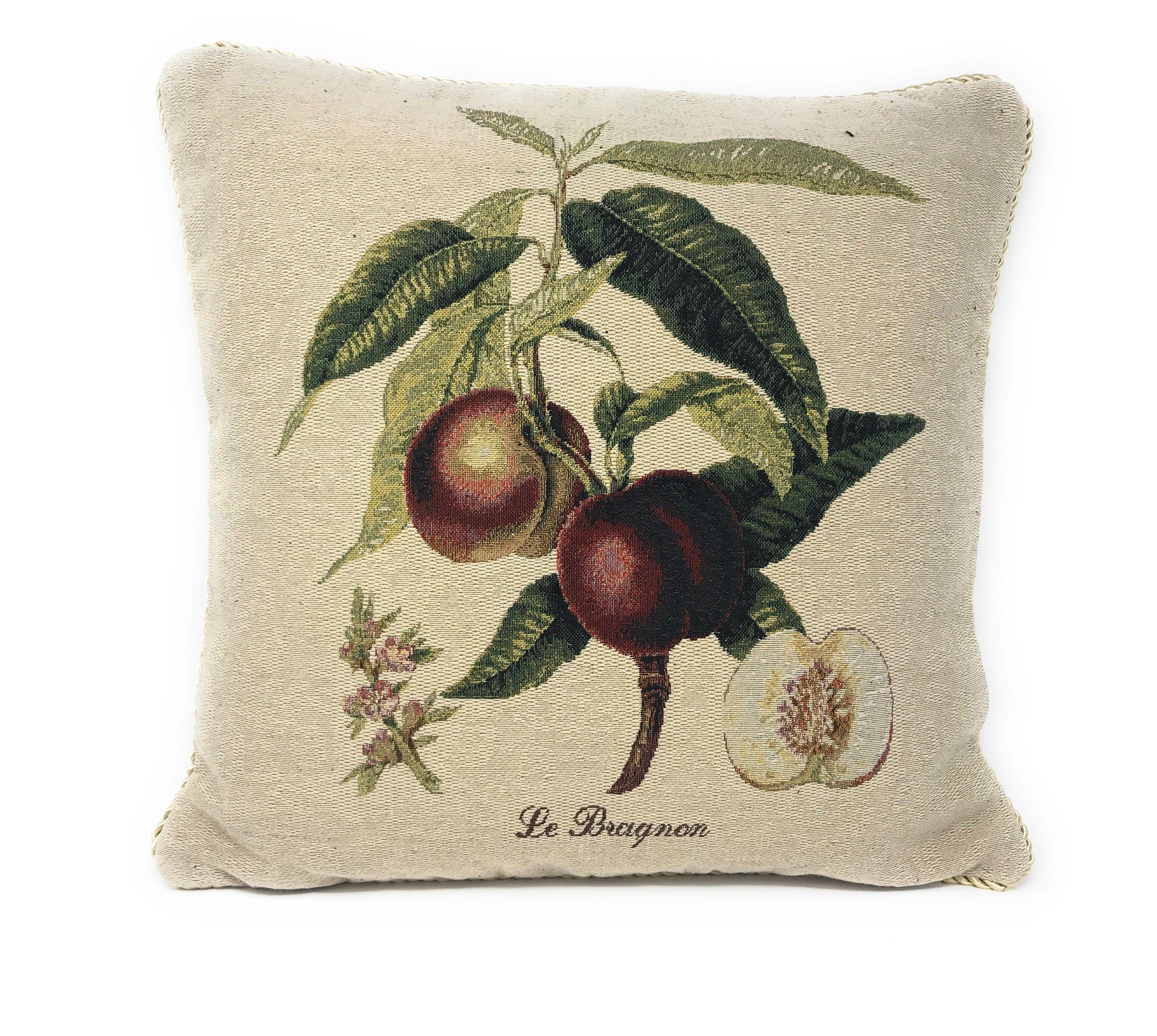 DaDa Bedding Nectarine Fruits Elegant Accent Throw Pillow Cushion Cover - 18" - 1-Piece-0