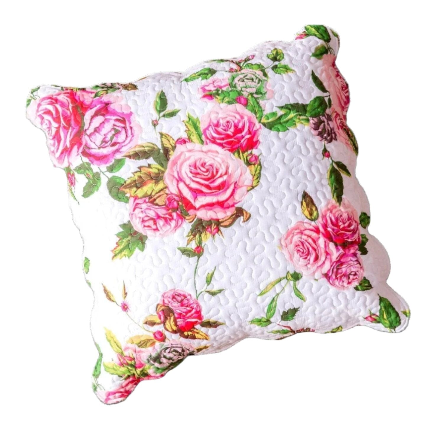 DaDa Bedding Romantic Roses Spring Floral Pink Euro Pillow Sham Cover, 26" x 26" (JHW879)-1