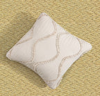 DaDa Bedding Set of 2 Charming Country Tufted Ivory Tan Ruffles Throw Pillow Covers - 18" x 18" (JHW873)-0