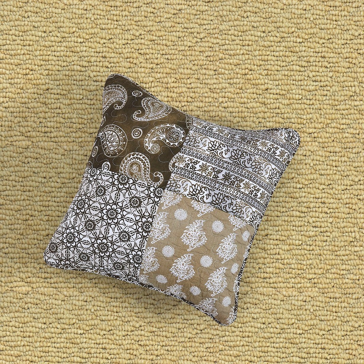DaDa Bedding Set of 2 Bohemian Patchwork Moroccan Paisley Dreams Throw Pillow Covers, 18" (JHW885)-1