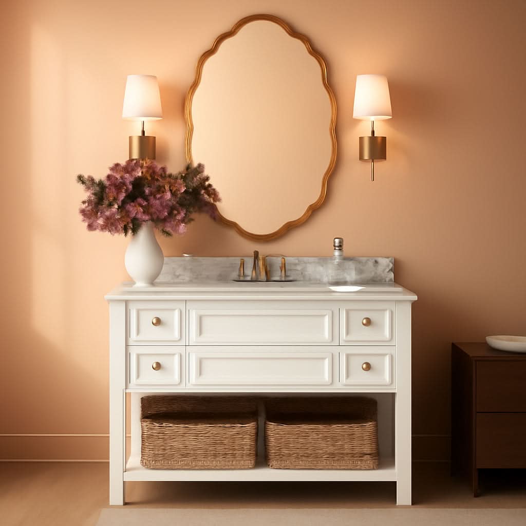 Oval Brushed Gold Mirror 24 By 36 Inch Wall Mounted-1