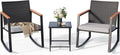 Outdoor Rocking Bistro Set With Cushions And Glass Table-2