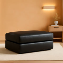 Contemporary Black Cushioned Rectangular Ottoman Finish-0