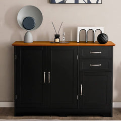 Buffet Credenza Console Table With Drawers In Oak Finish-4