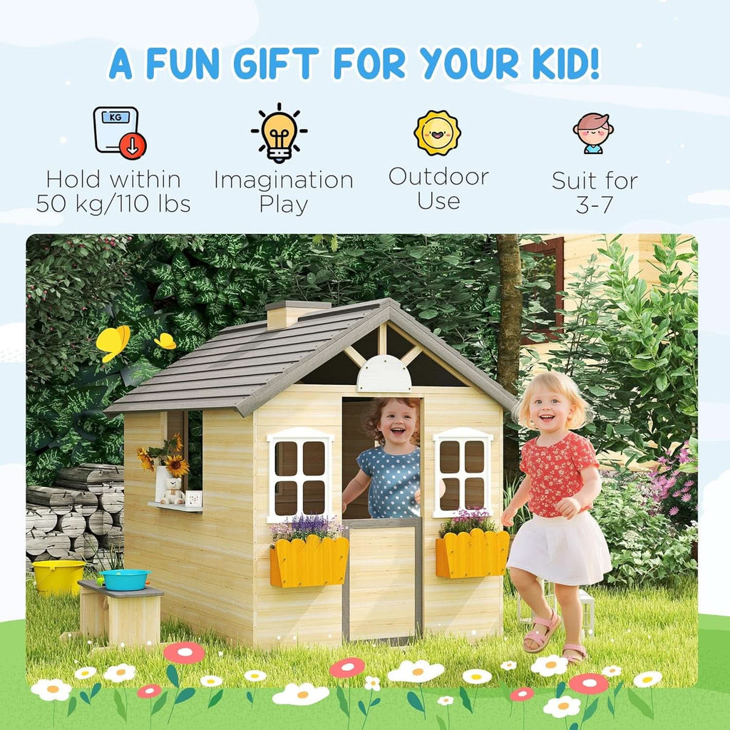 Wooden Outdoor Play house With Working Door Windows-2