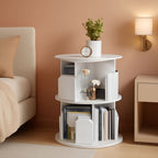 Rotating Bookshelf 2 Tier White Narrow Corner Swivel-4