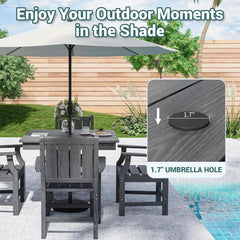 Spacious Five Piece Outdoor Dining Set with Umbrella Hole-2