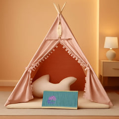 Kids Teepee Tent With Foldable Mat For Indoor Outdoor Play-0