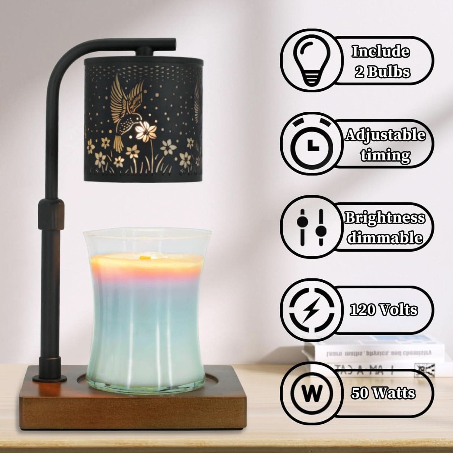 Candle Warmer Lamp Two Bulbs Hummingbird Decorative