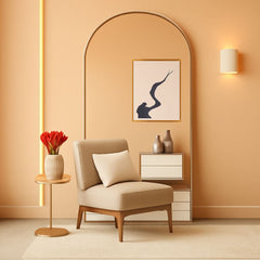Arched Full Length Mirror 71x32 Inches Gold Aluminum Floor-0