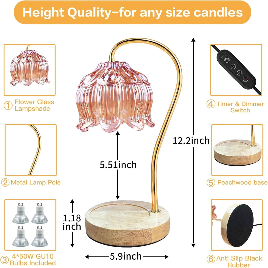 Dimmable Programmable Pink Candle Warmer Lamp Timer-1