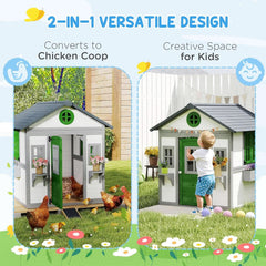 Outdoor Wooden Cottage Playhouse With Planter Boxes-3