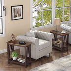 Espresso Narrow End Table With Shelf 23.6 Inch Rustic-3