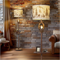 Sixty Five Inch Tall Rustic Deer Antler Floor Lamp Nightlight-0