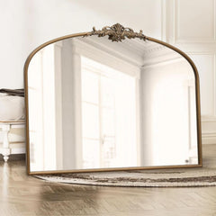 Arched Gold Wall Mirror 40x30 Inches Vintage Ornate-2