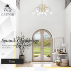 Gold Sputnik Chandelier 52 Inch Radiant Milk Glass Shades-2