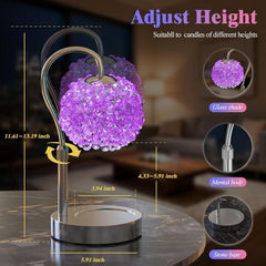 Purple Crystal Quartz Gemstone Candle Warmer Lamp LED