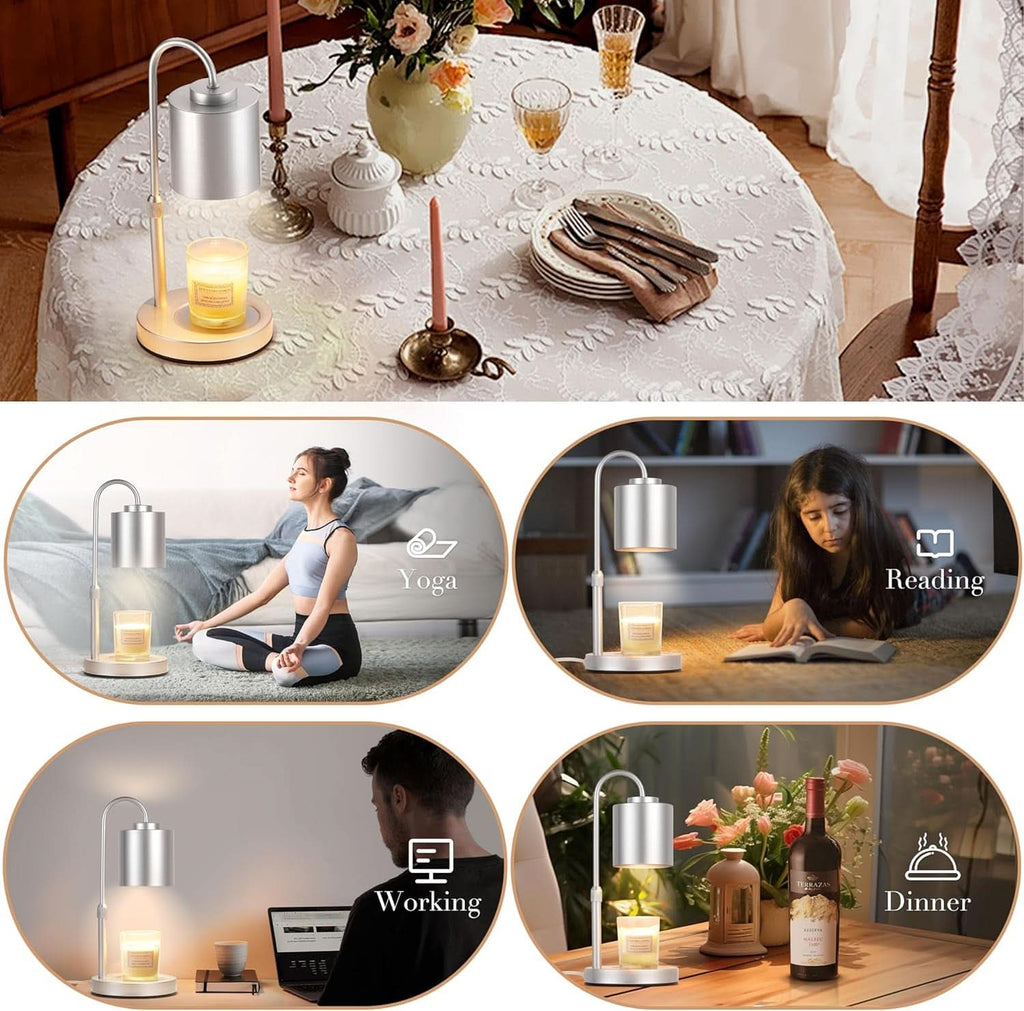 Silver Electrical Candle Warmer Lamp Timed Dimming
