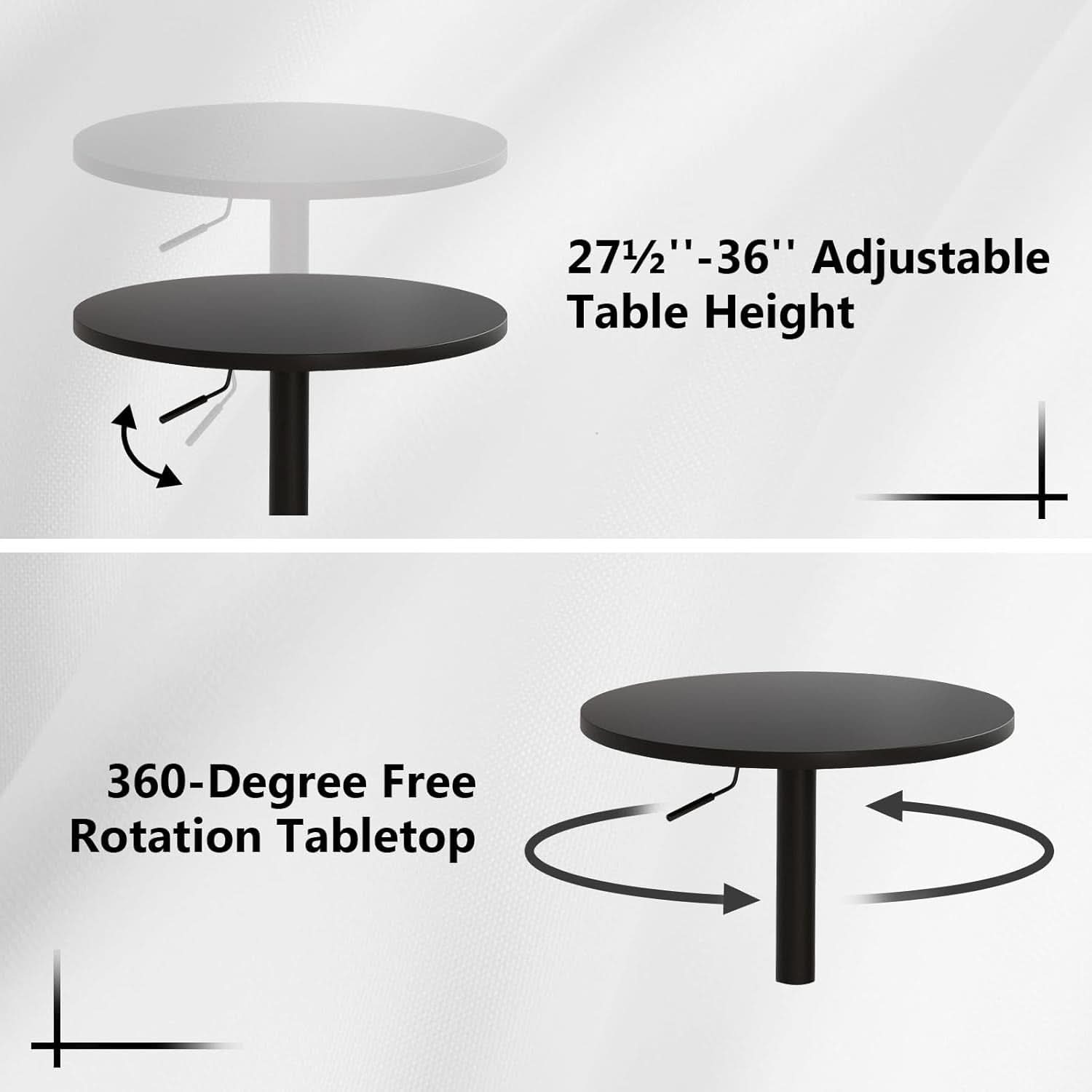Commercial Grade Adjustable Pub Table Set Matte Black-4