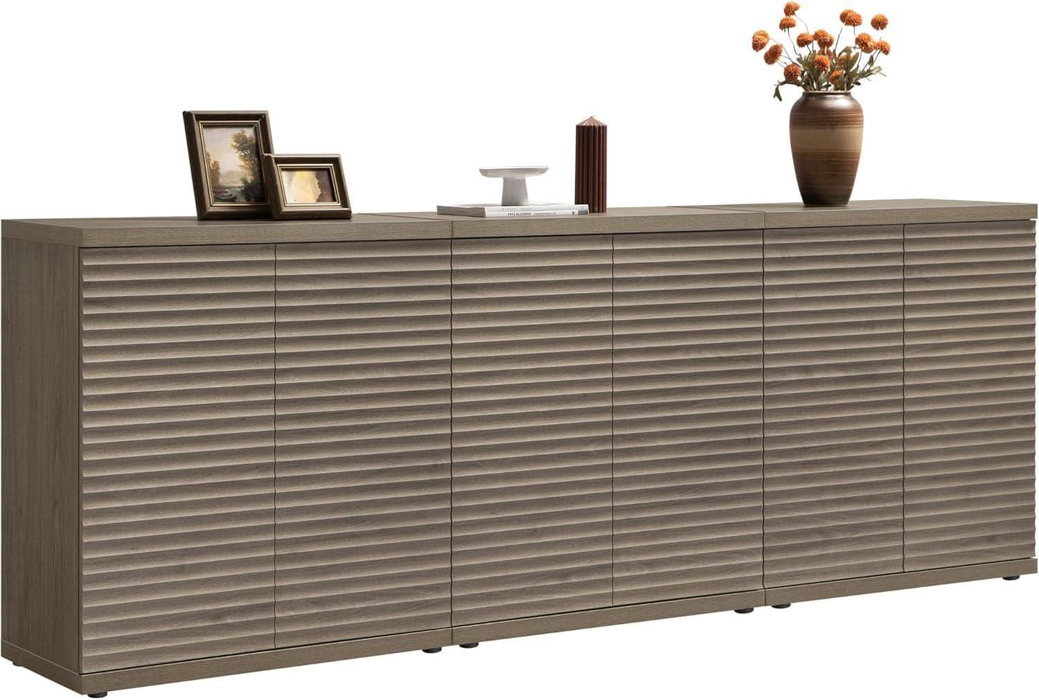 Modern Buffet Cabinet With Wave Panel Doors Large Storage-0