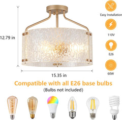 Gold 16Inch Semi Flush Ceiling Light Fixture Radiant-4