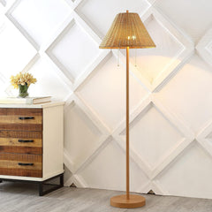 61-Inch-Tall RichBrown Floor Lamp With Rattan Shade-4