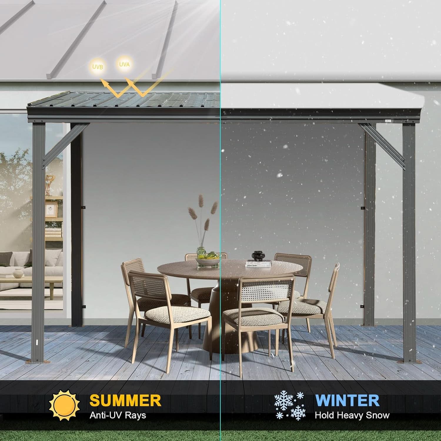 10x10 Lean To Gazebo Featuring Hardtop Galvanized Roof-4